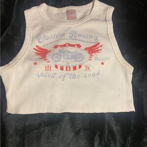 No Boundaries White and Red Tank Top Casual Sleeveless